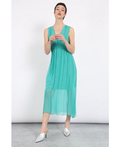 Seiden Kleid Elastic-Verde-S