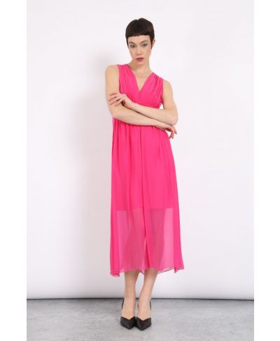 Seiden Kleid Elastic-Fuchsia-Pink-S