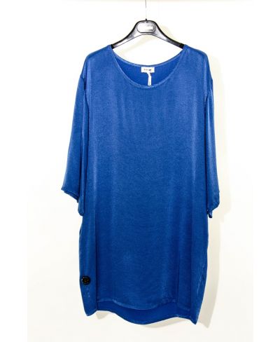 Kleid Viscose mit Taschen-Blu-Blau-S-M