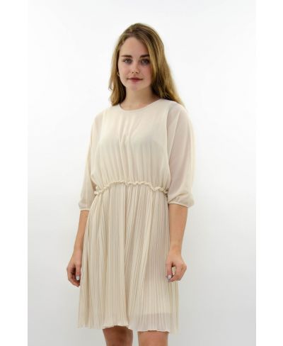 Kleid Plissee Over-Beige-Taglia Unica