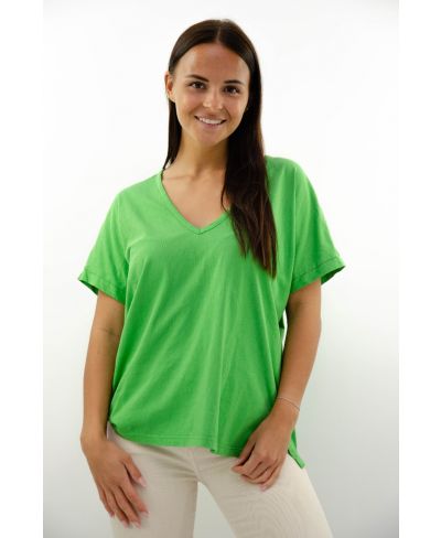 T-Shirt V-Ausschnitt-Verde-S