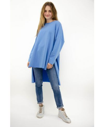 Sweater Asymetrico-Celeste-Hellblau-Taglia Unica