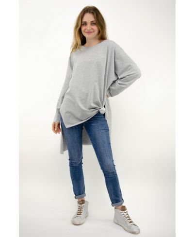 Sweater Asymetrico-Grigio-Grau-Taglia Unica