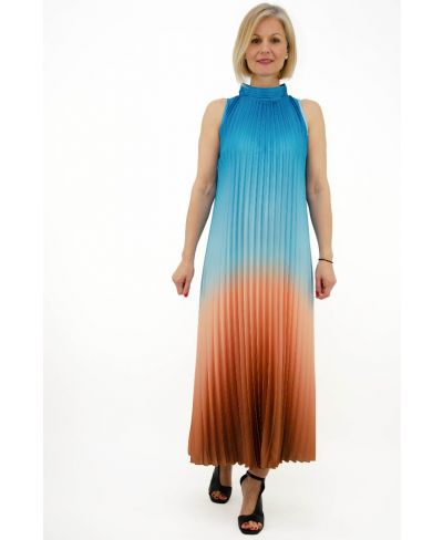 Plissee Kleid Color Grandiet-Acqua-S