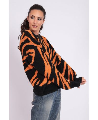 Pullover Zebrata-Arancio-Orange-Taglia Unica