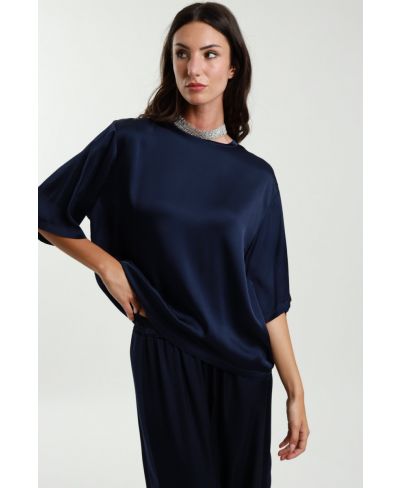 Bluse Maxi Maglia-Blu-Blau-Taglia Unica