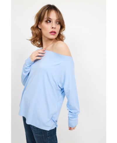 T-Shirt Kimono Taglio Vivo-Celeste-Hellblau-Taglia Unica