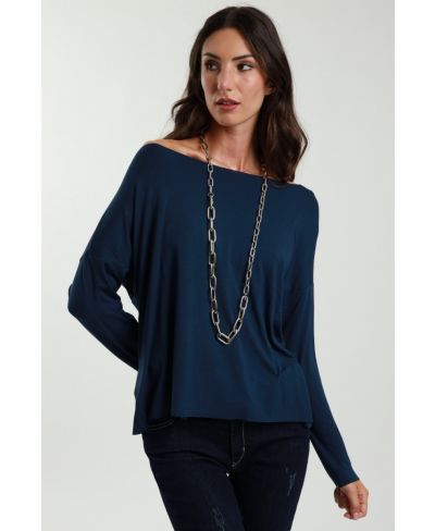 T-Shirt Kimono-Blu-Blau-Taglia Unica