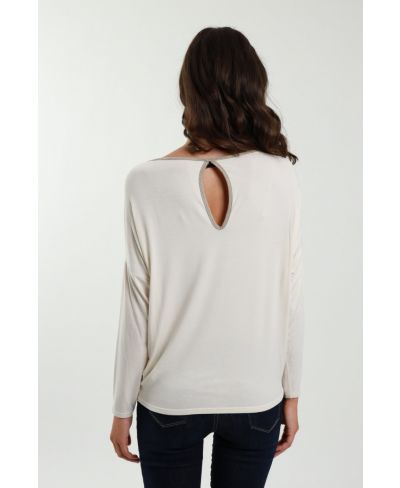 Maglia Goccia Lurex-Crema-Taglia Unica