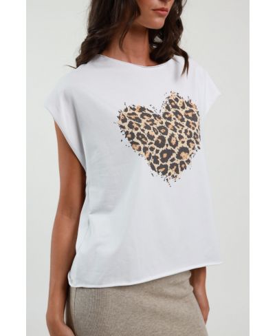 T-Shirt Cuore-Bianco-Weiss-Taglia Unica