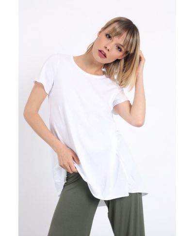 T-Shirt mit Rückenfalte FS-Bianco-Weiss-Taglia Unica