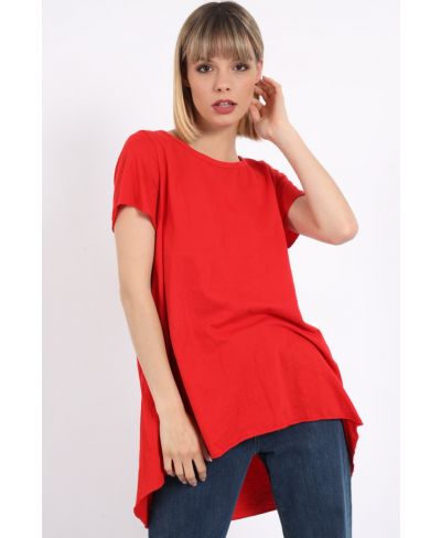 T-Shirt mit Rückenfalte FS-Rosso-Rot-Taglia Unica