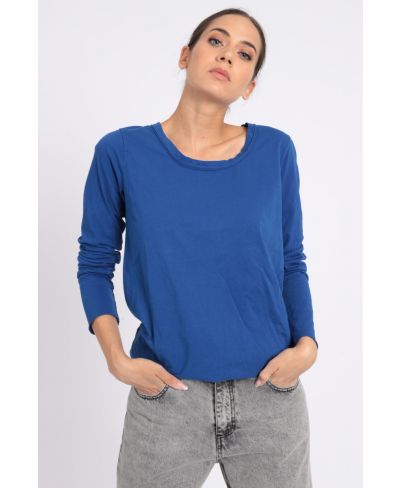 T-Shirt Cuciture-Blu-Blau-Taglia Unica