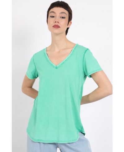T-Shirt Washed-Verde-Taglia Unica