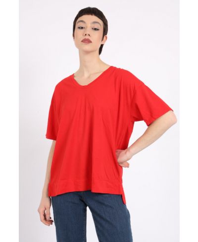 T-Shirt Over Spacco-Rosso-Rot-Taglia Unica