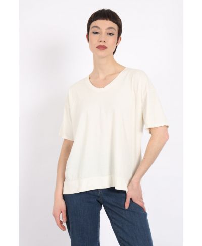 T-Shirt Over Spacco-Bianco-Weiss-Taglia Unica