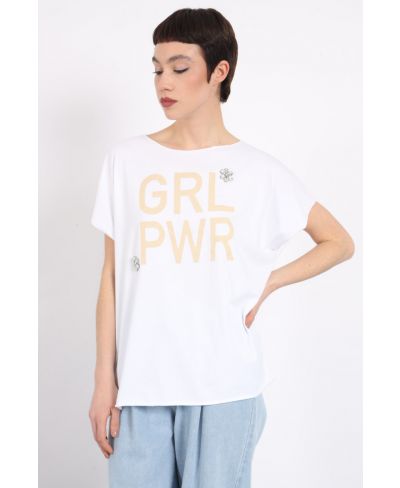 T-Shirt Girl-Bianco-Weiss-Taglia Unica